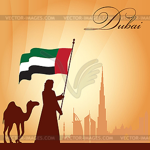 Dubai city skyline silhouette background - vector clipart