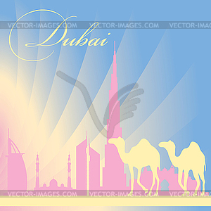 Dubai city skyline silhouette background - vector image