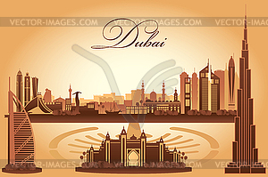 Dubai city skyline silhouette background - vector image