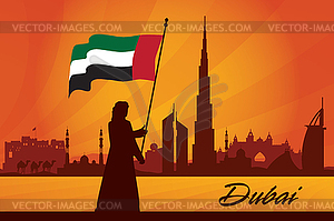 Dubai city skyline silhouette background - vector EPS clipart