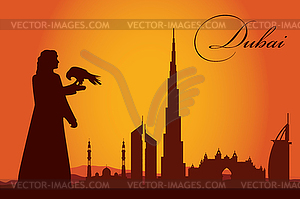Dubai city skyline silhouette background - vector clip art