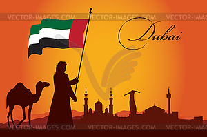 Dubai city skyline silhouette background - vector image