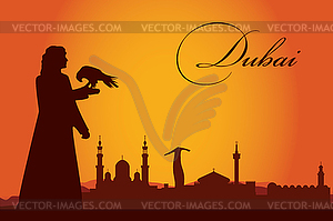 Dubai city skyline silhouette background - royalty-free vector image