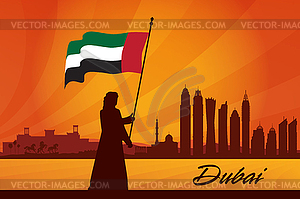 Dubai city skyline silhouette background - vector clip art