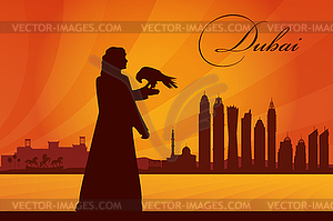 Dubai city skyline silhouette background - vector clipart