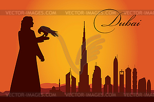 Dubai city skyline silhouette background - vector image