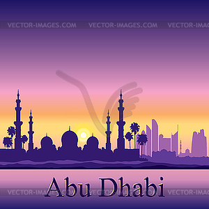 Abu Dhabi skyline silhouette background with Grand - vector image