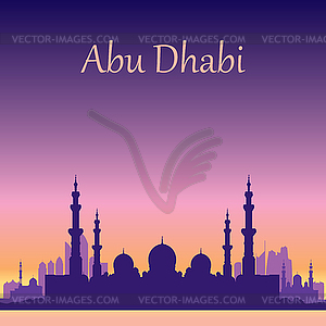 Abu Dhabi skyline silhouette background with Grand - royalty-free vector image