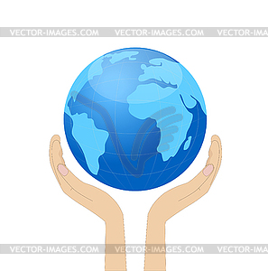 Planet earth in hands - vector image