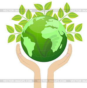 Planet earth in hands - vector clipart