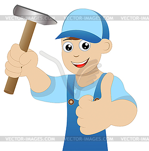 Man locksmith with hammer in hand - vector clip art