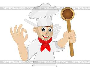 Man cook with spoon in hand - vector image