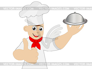 Merry man cook show gesture perfectly - vector clipart