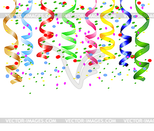 Festive background with serpentine and confetti - vector clipart