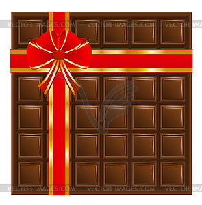 Chocolate with red ribbon, background for design - vector image