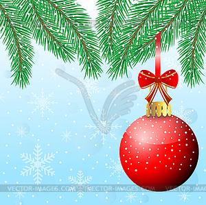 Festive christmas background with ball - vector image