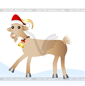 Merry goat in christmas cap - vector image