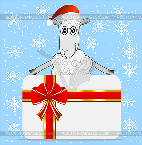 Merry sheep and greeting-card - vector clipart