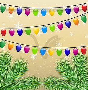 Christmas background with sprigs of fir-tree and - vector clipart