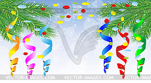 Festive christmas background with green branches an - vector clip art