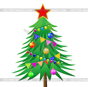 Decorated christmas tree - vector image