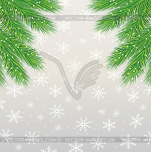 Festive background with green branches of - vector clipart