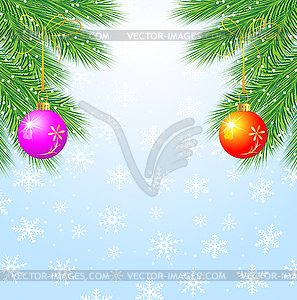 Festive christmas background with balls - vector clip art