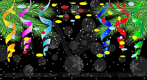 Festive christmas background with green branches an - vector image