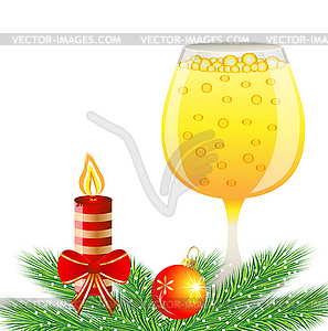 Festive background with glass of champagne and - vector clipart