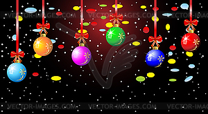 Festive christmas background with balls - vector clipart / vector image