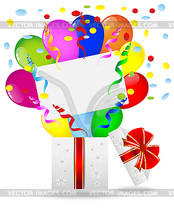 Gift box with bright air marbles - vector image