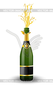 Open bottle of champagne - vector image
