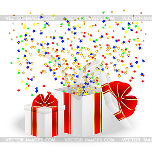 Gift boxes with red bows - vector clipart