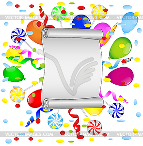 Sheet of twisted up paper with bright air marbles - vector clip art
