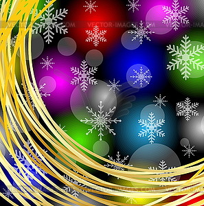 Christmas bright background with gold rings and - vector clipart