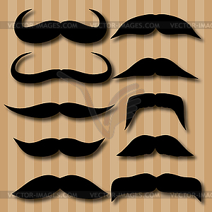 Different types of mustaches. Retro style - vector image