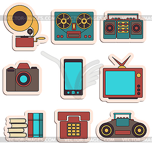 Many functions carries modern mobile phone - vector image