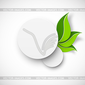 Paper white circle with leaves - vector clipart