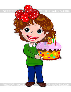 Girl with cake - vector clip art