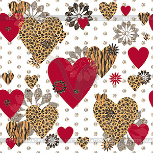 Seamless Valentine patterned texture - vector clipart