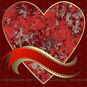 Сердце на красном фоне - изображение в векторном виде