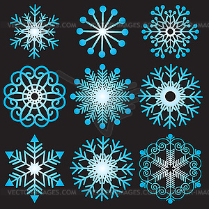 Set of gradient snowflakes - vector image