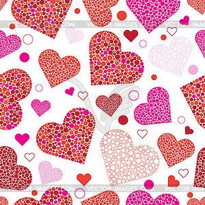 Seamless valentine pattern of multicolored hearts - stock vector clipart