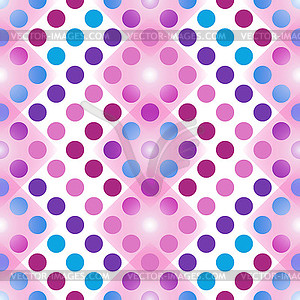 Seamless pattern with translucent colorful polka - vector clipart