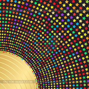 Gold frame with colorful stars - vector EPS clipart