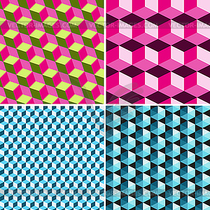 Set seamless patterns of volumetric multi-colored - vector clipart