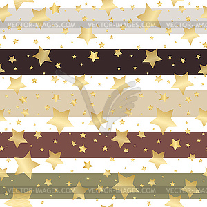 Seamless striped retro pattern with gold stars - vector clipart