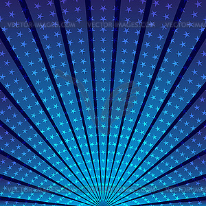 Sparkling frame with rays and blue stars and place - vector clip art