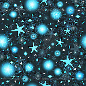 Seamless dark pattern with blue and silver stars - vector clip art