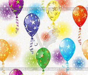 Festive seamless pattern with balloons and colored - vector image